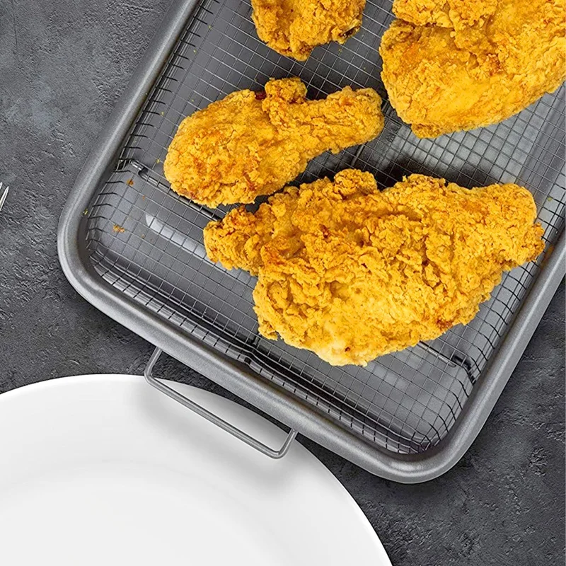 New Product stainless steel Roasting Pan Set Non Stick Copper Coating Rectangle Copper Crisper Baking Tray