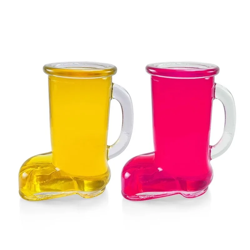 wholesale Boot Funny Shot Glasses with Handle Heavy Base Beer Boot Shoe Glass 50ml Cowboy Boot Shot Glass Clear Mini Glass