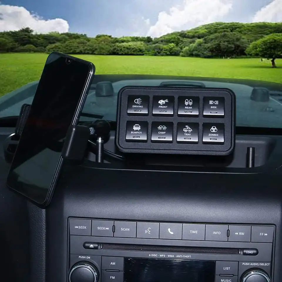 12V Offroad 8 Gang Push Button Switch Panel For Universal Car with Relay Control System Box