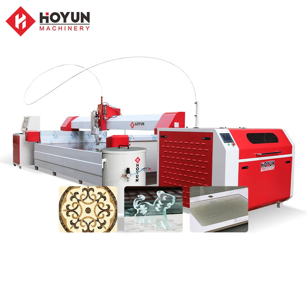Hoyun 5 Axis high pressure waterjet for marble tile waterjet Cutting stone cnc router machine