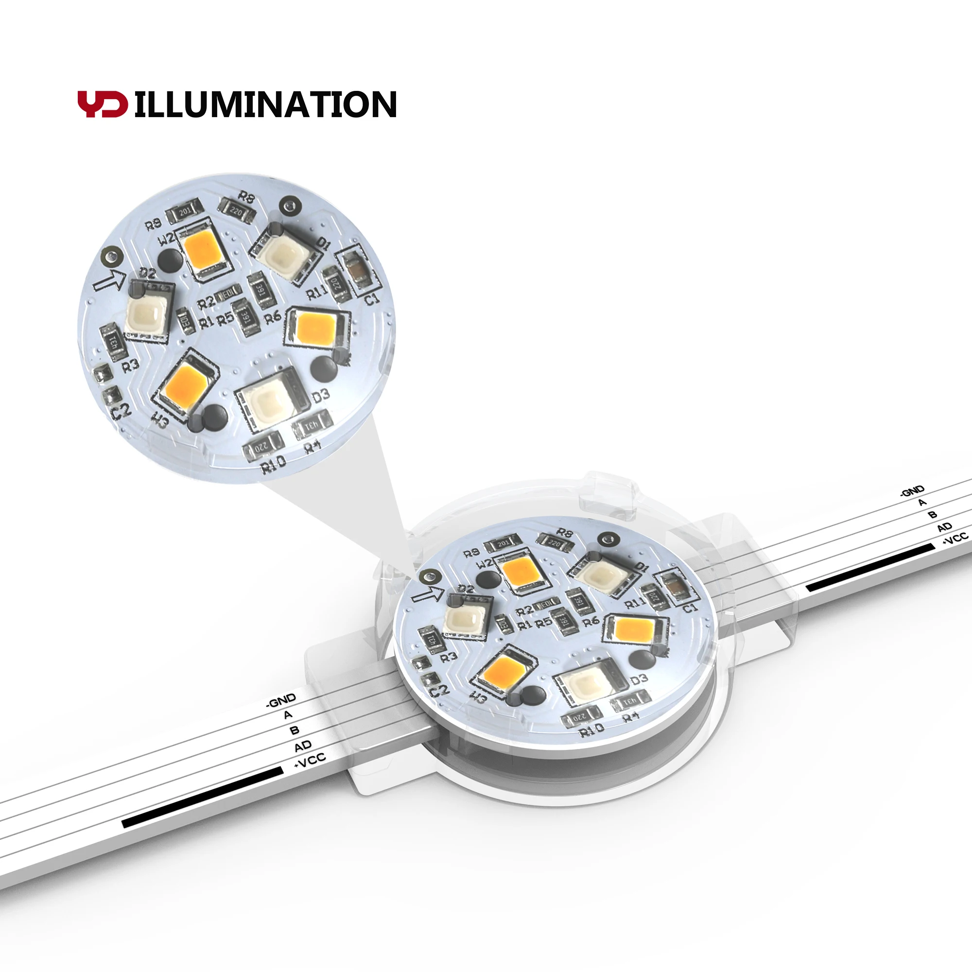 12V IP68 Waterproof Double Protection RGB Pixel 40mm Outdoor LED Point Lights Source for Landscaping