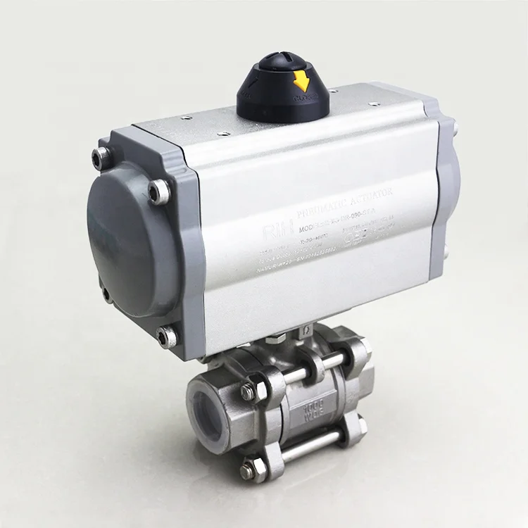 3PC aluminum double acting return rotary pneumatic ball valve actuator