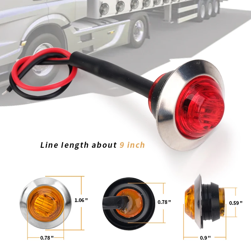 12V 24V LED Indicators Round Trailer Side Marker Light Yellow White Red Turn Signal Lamp Clearance Lights for Trucks