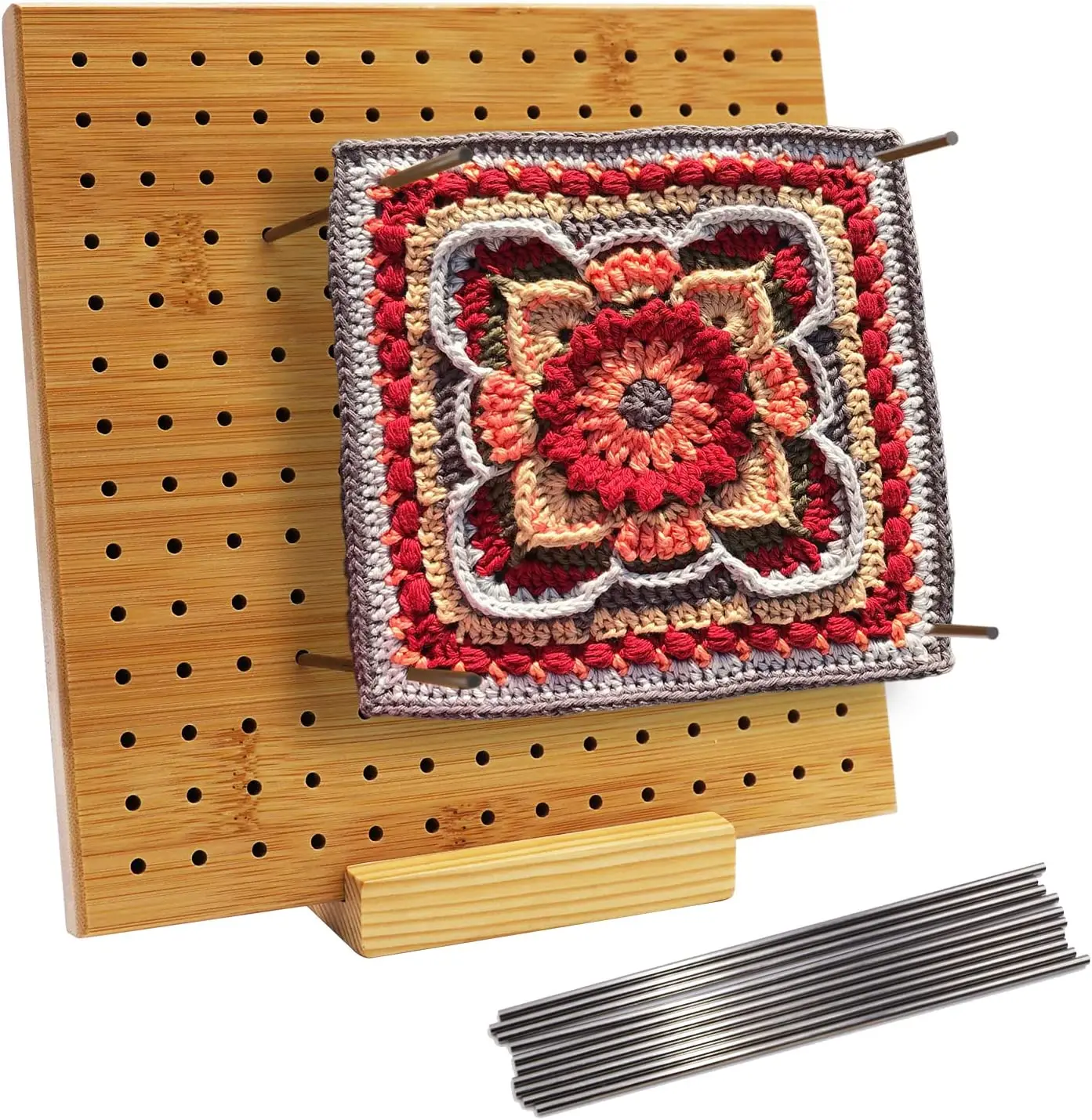 Wholesale Bamboo Crochet Blocking Board Handcrafted Knitting Blocking Mat for Knitting Crochet and Granny Square,Stainless Steel