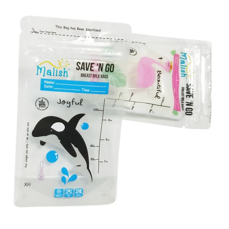 
New arrival resealable leak proof breast milk storage packaging bags with double zipper for milk 