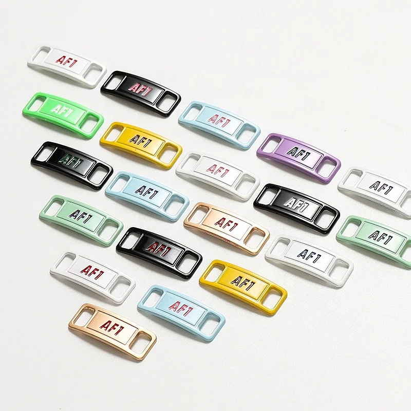 Custom Logo High Quality Shoelace Lock Zinc Alloy Sneaker Shoe Tag Metal af1 Shoelace Buckle