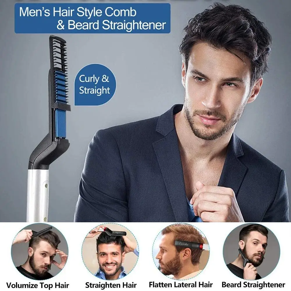Wholesale Moustache Styling Comb Portable Ceramic Thermal Straightener Travel Beard Comb For Men