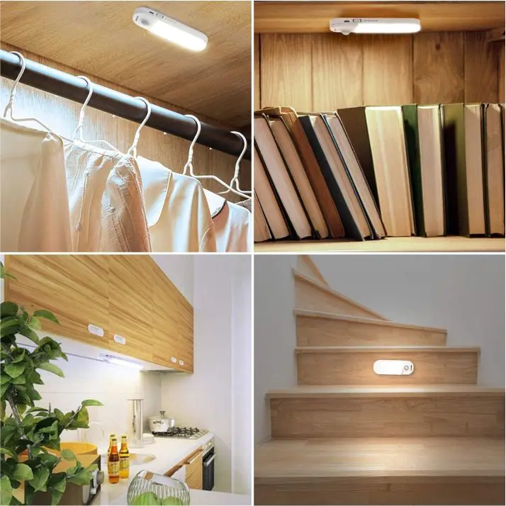 No Sound 4*Aaa Batteries Auto-Sensing Not Need Screws Pasted Anywhere Abs Cool White Led Pir Sensor Cabinet Door Cupboard Light