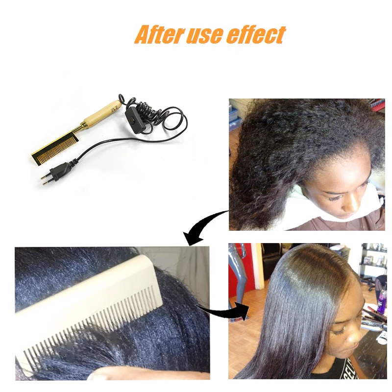 Amazon Стойкая краска для волос выпрямление золото comb chauffant cheveux высокое качество железный Титан деревянной Электрический горячая расческа