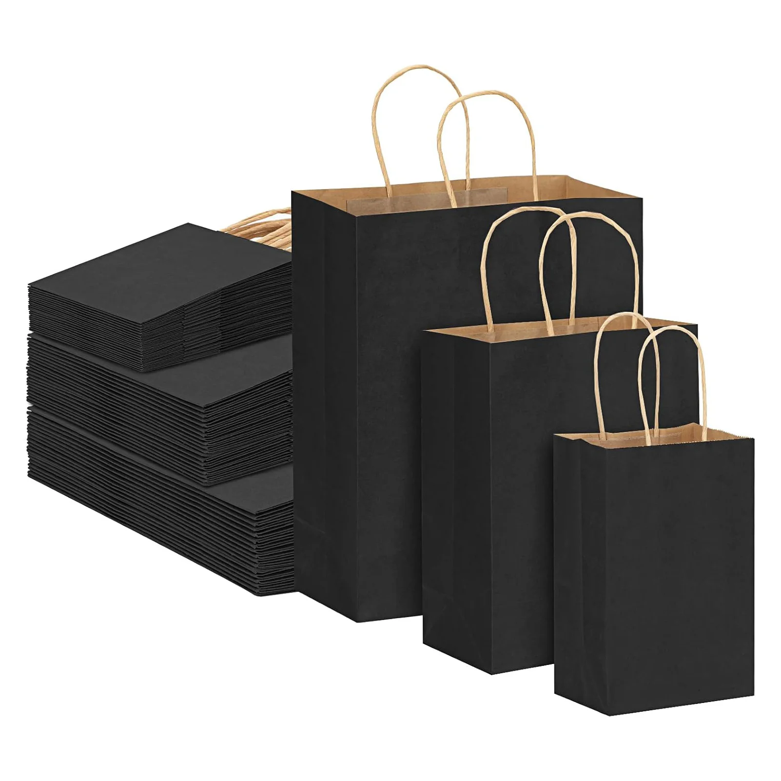 Grocery cutlery party gift merchandise Retail black kraft All sizes sold 8*4.7*10 inches paper bag for business products
