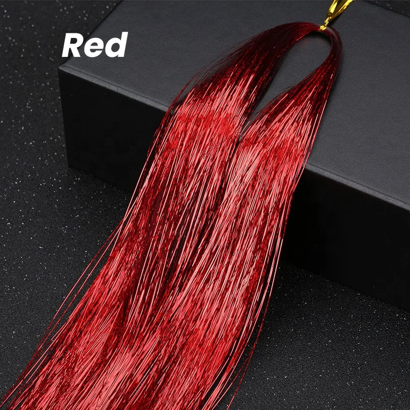 whosale tinsel rainbow accessories colorful gold glitter braiding hair crochet silk hair tinsel for hair extension