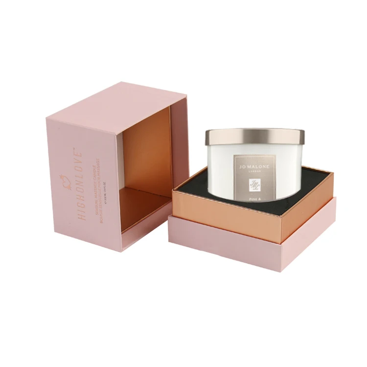 private label luxury rigid cardboard packaging scented candle glass jar with lid and gift box with eva insert