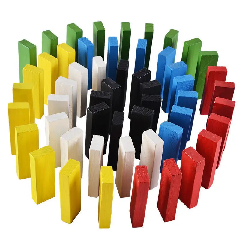 Creative Early Education Building Block Game Puzzle Toys 54pcs Wooden Balanced Stacking Tumbling Tower Domino Building Block Set
