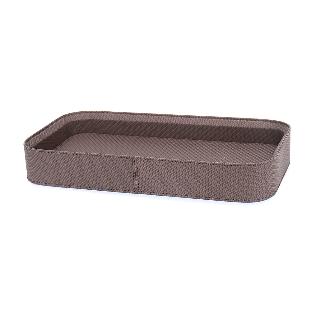 Customized Luxury Waiters Leather Decorative Tray Organizer Storage Coin Dry Fruit Serving Jewelry Trays