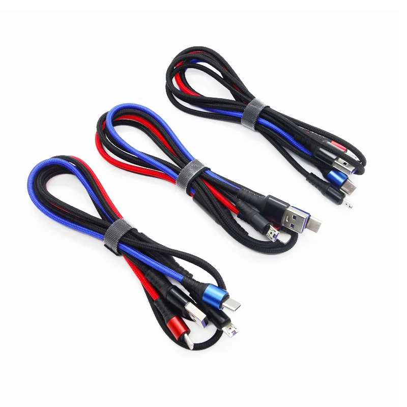 
2021 Wholesale 3A 3 in 1 Multi Fast Charger Nylon USB Cable Charger for iPhone 5/6/7/8/ x for Type c for Micro 
