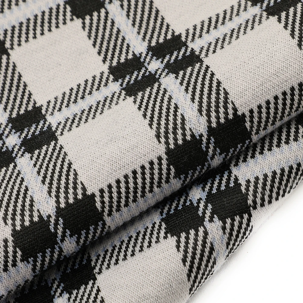 Bulk wholesale classic check yarn dyed textile knit jacquard plaid cvc fabric for coat