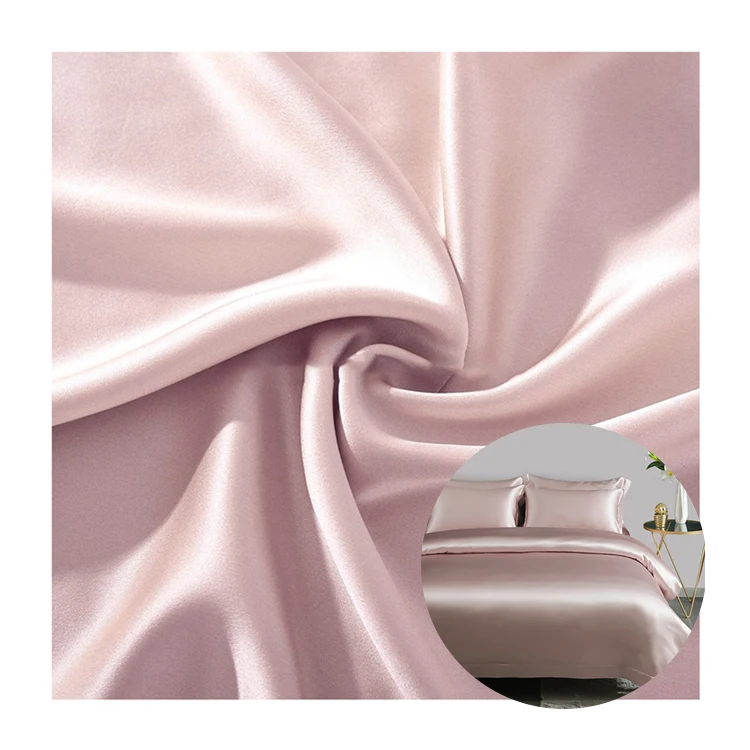 Custom Color White pink Black 70gr Satin Fabrics by the Roll Polyester Satin Fabric Roll for Bedding