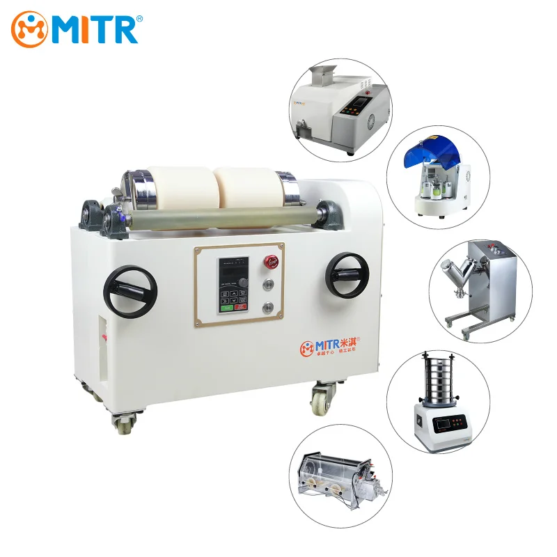 MITR Portable Lab Roller Ball Mill Small Roll Jar Mill Sample Grinding Fine Grind Roller Miller for Graphite Powder Making