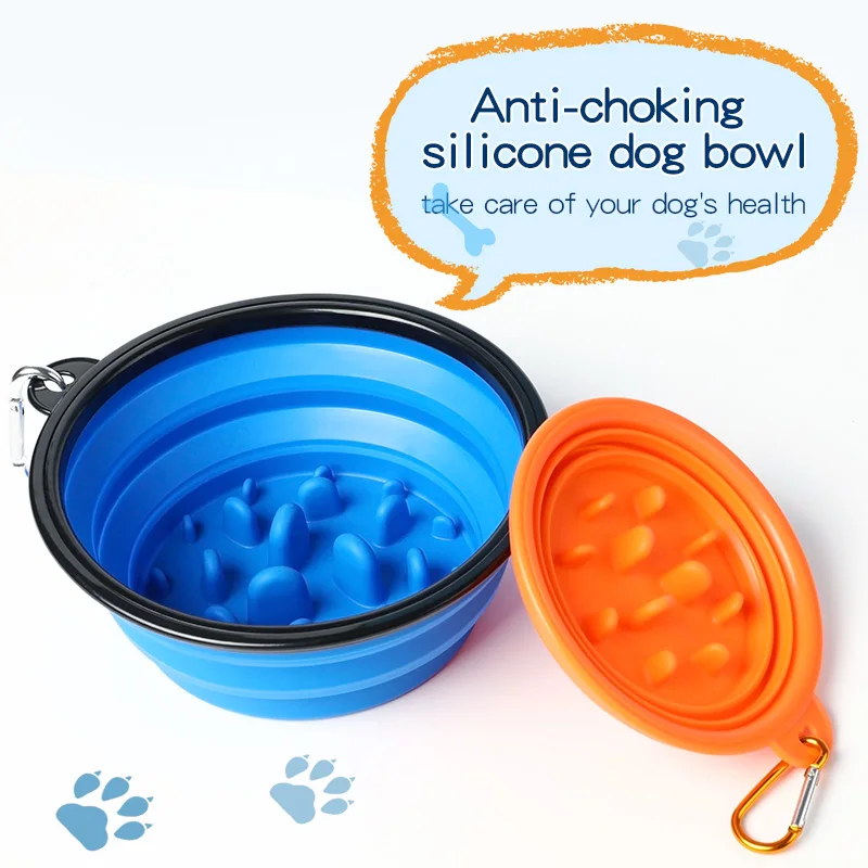 PPYOU Custom Portable Collapsible Slow Feeder Dog Bowl