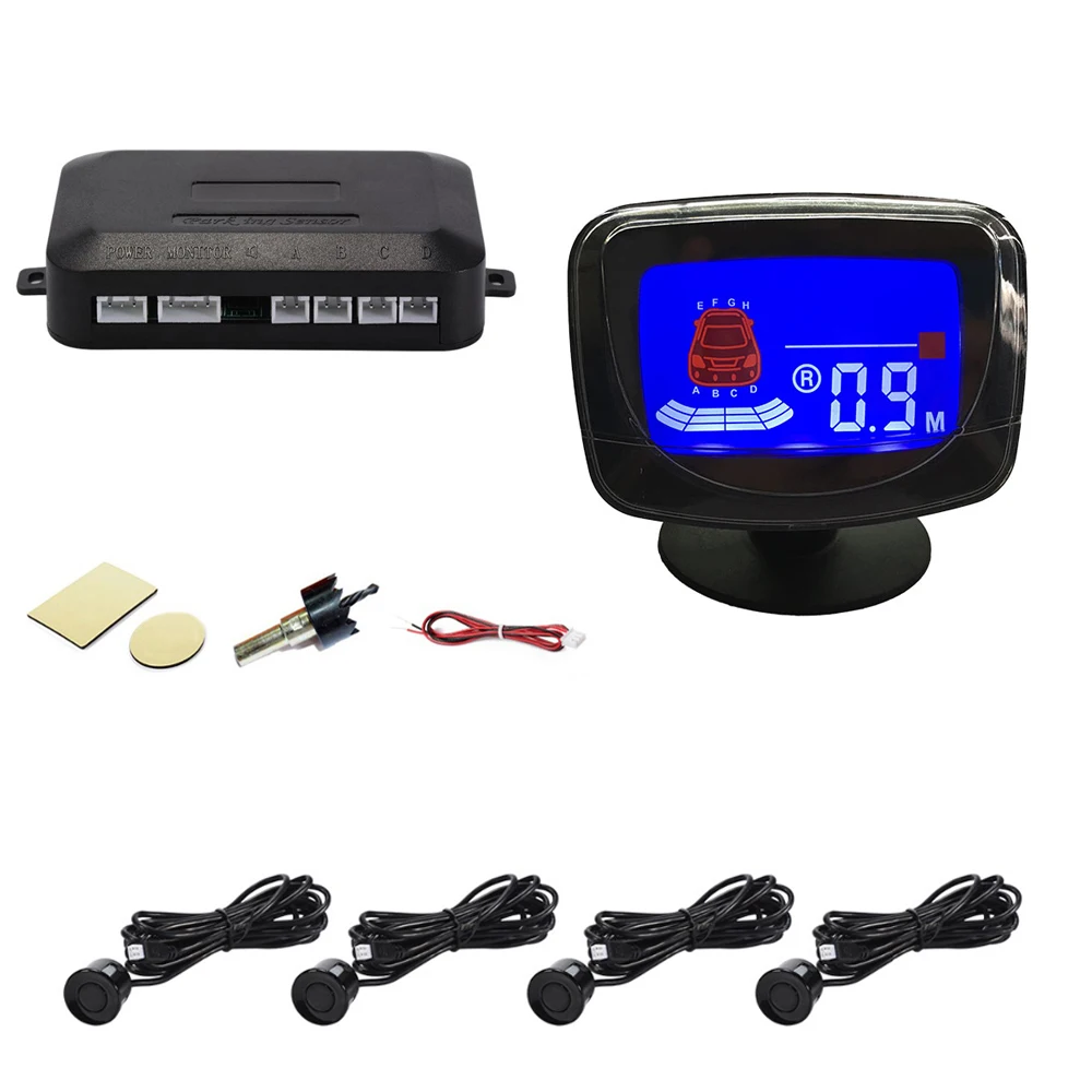 4 Sensors Buzzer 22mm Car Parking Sensor Kit Reverse Backup Radar Sound Alert Indicator Probe System 12V