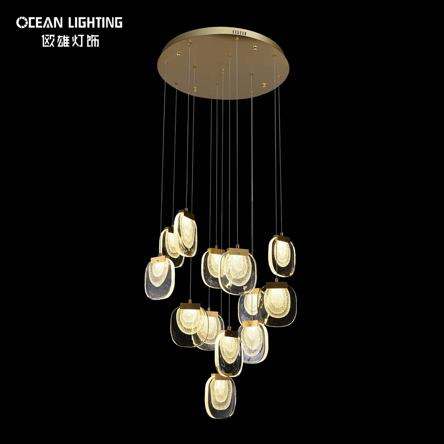 OCEAN LAMP Wholesale Decor Hanging High Chandeliers Kitchen Custom LED Crystal Ceiling Pendant Light And Lighting Home