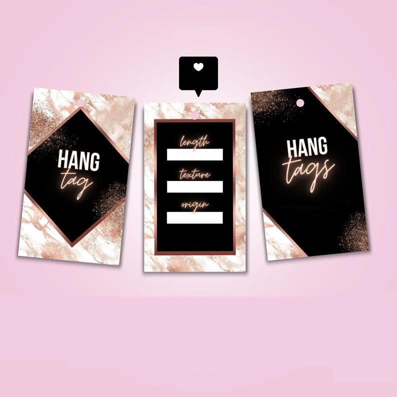 Custom products labels printing recycled paper hang tags, wig bundle hair extensions hang hair tags