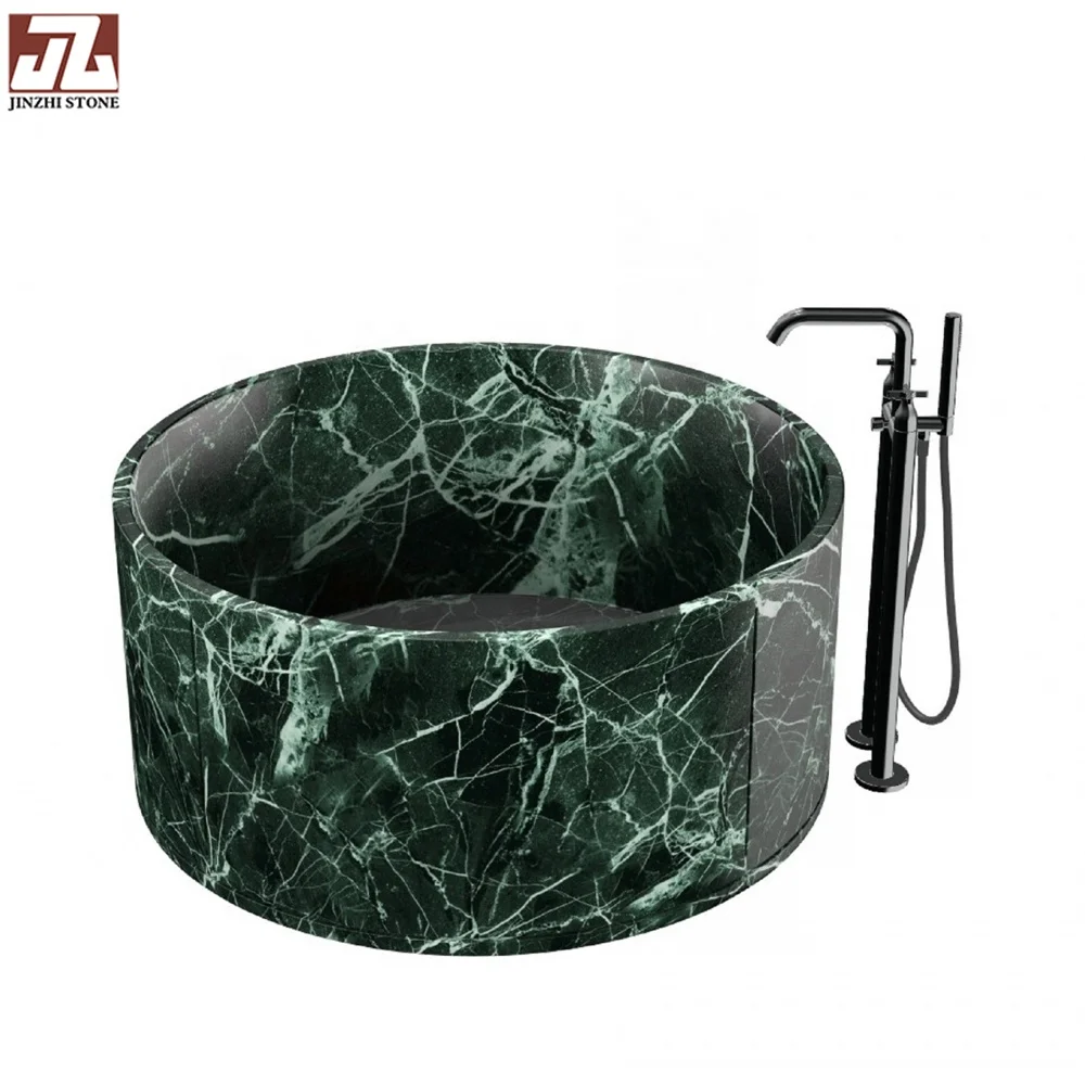 Most Popular Natural Green Marble Luxury Round Wash Kitchen Bathroom washbasin Home Hotel Sink Display