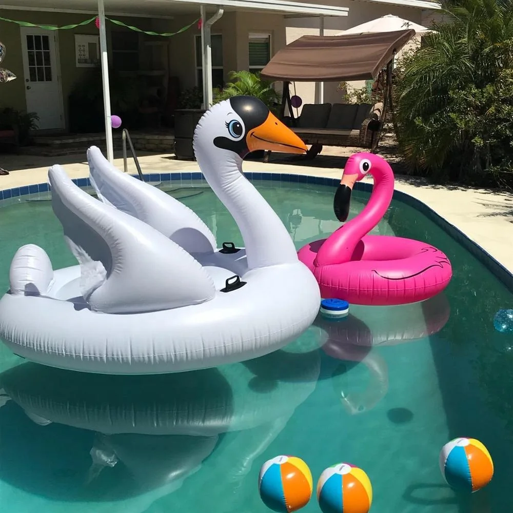 INTEX 56287 Mega Swan Island Custom Size Inflatable Ride-On Giant Pool Float Lounge Kids Cartoon Inflatable Swan for All Ages