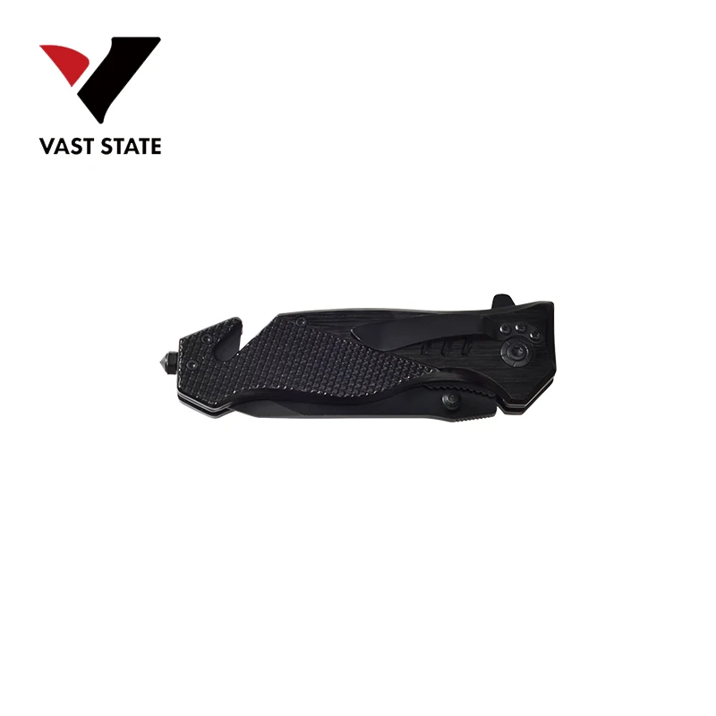 
Wholesale OEM Custom Logo Printed Engraved Outdoor Survival Rescue Stainless Steel Folding Pocket Knife with Seatbelt Cutter 