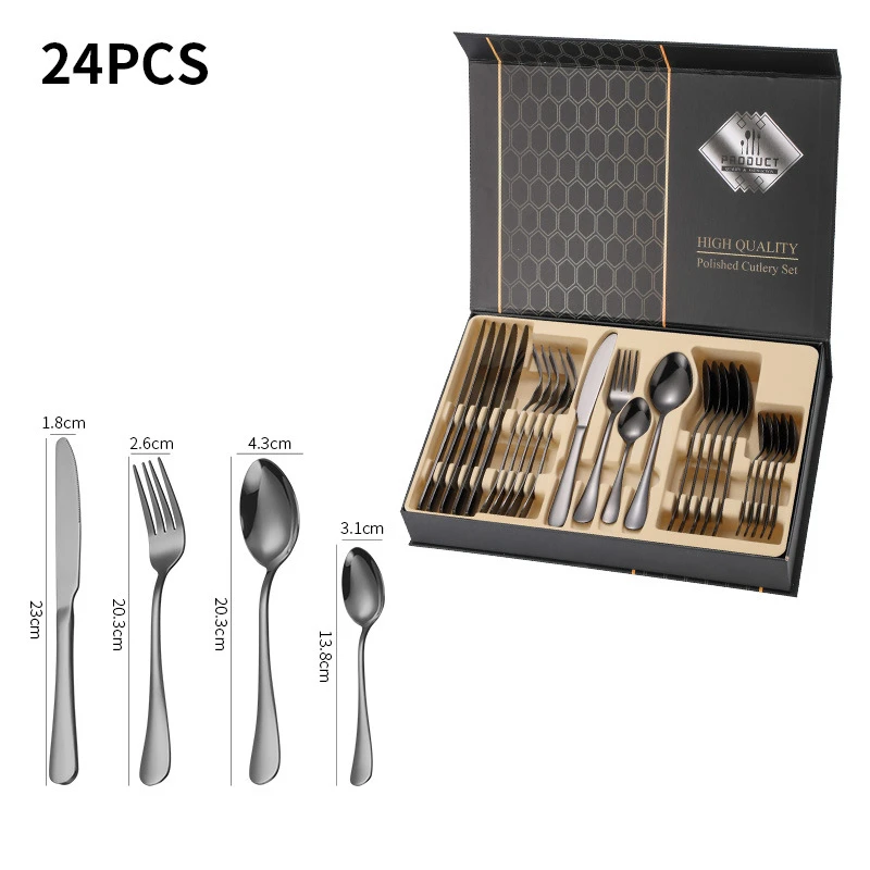 Wholesale Flatware Set 24pcs Stainless Steel Gold Plated Cutlery Spoon Fork Knife Set