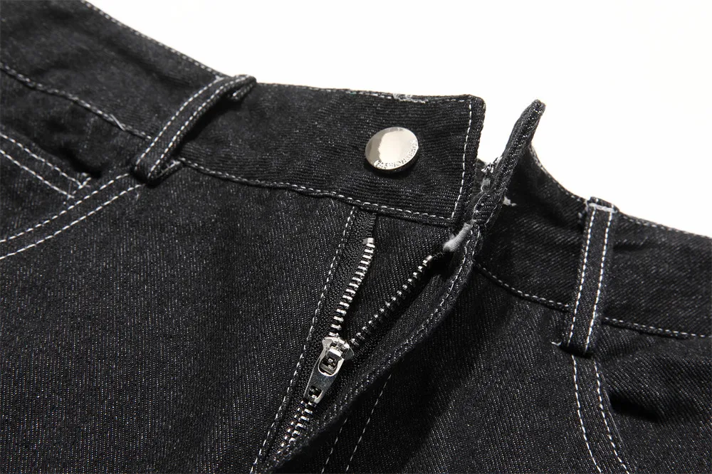 Straight Denim Shorts 80%cotton Jeans Fabric Street Style Breathable Custom Washed Casual High Waist Knitted Short for Men