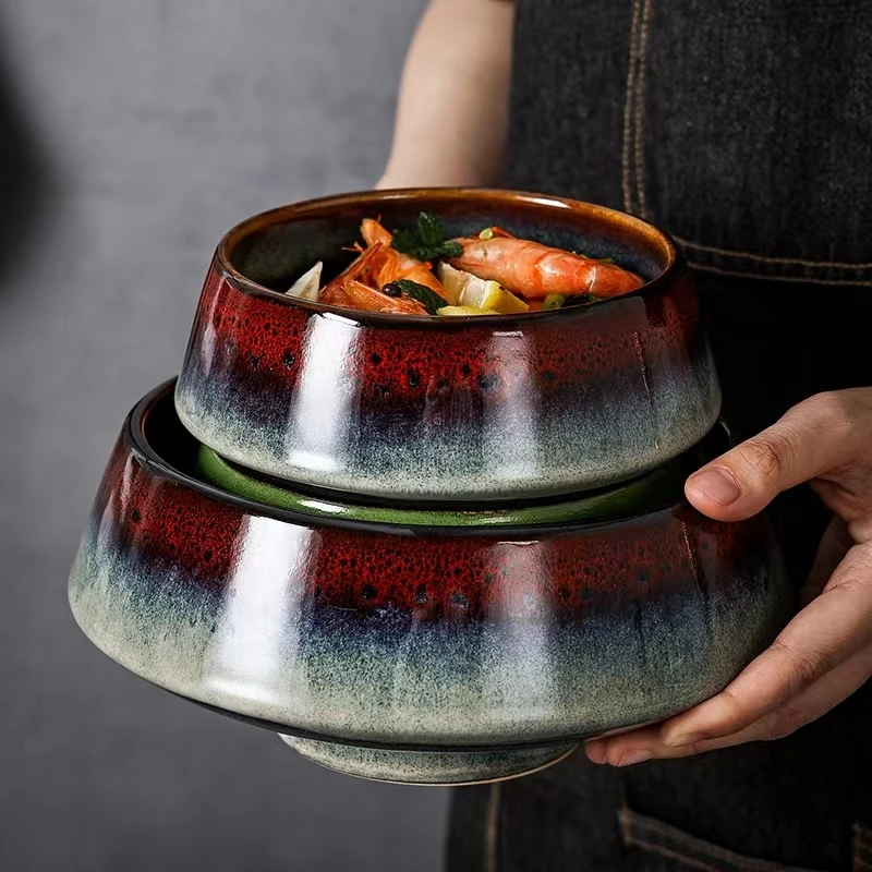 Wholesale Japanese Style Creative Tableware Kiln Salad Dessert Tall Tapered Bowl Porcelain