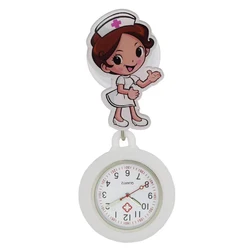 Factory wholesale cute cartoon design stretchable luminous pointer quartz silicone nurse watch with clip