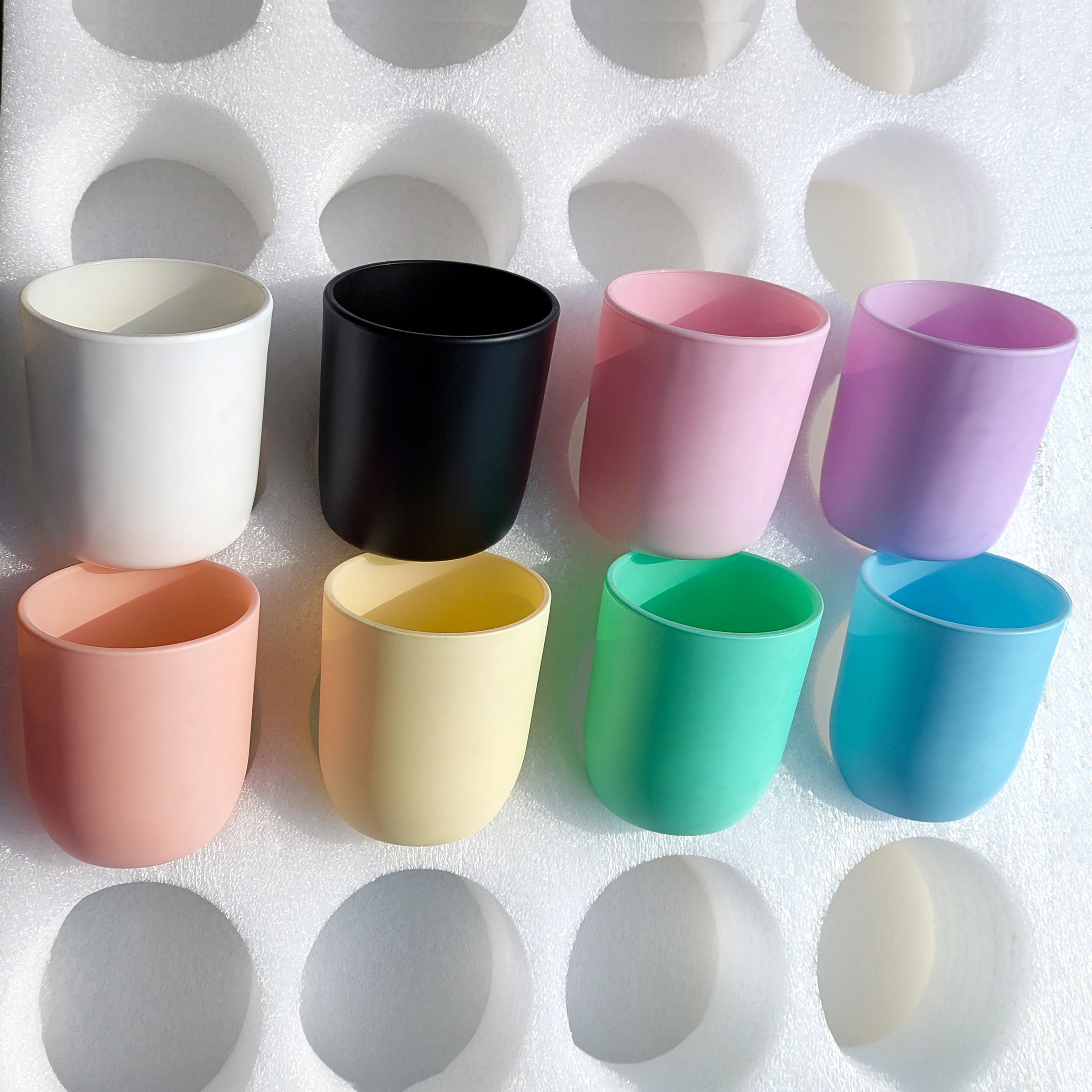 Wholesale Luxury Custom Empty 10 oz Matte Black White Glass Candles Jars/Candle Vessels 12OZ