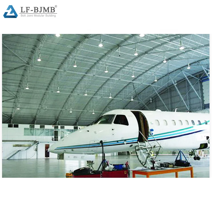 Недорогой длинный пролетный стальной самолет-ангар с фермой свода