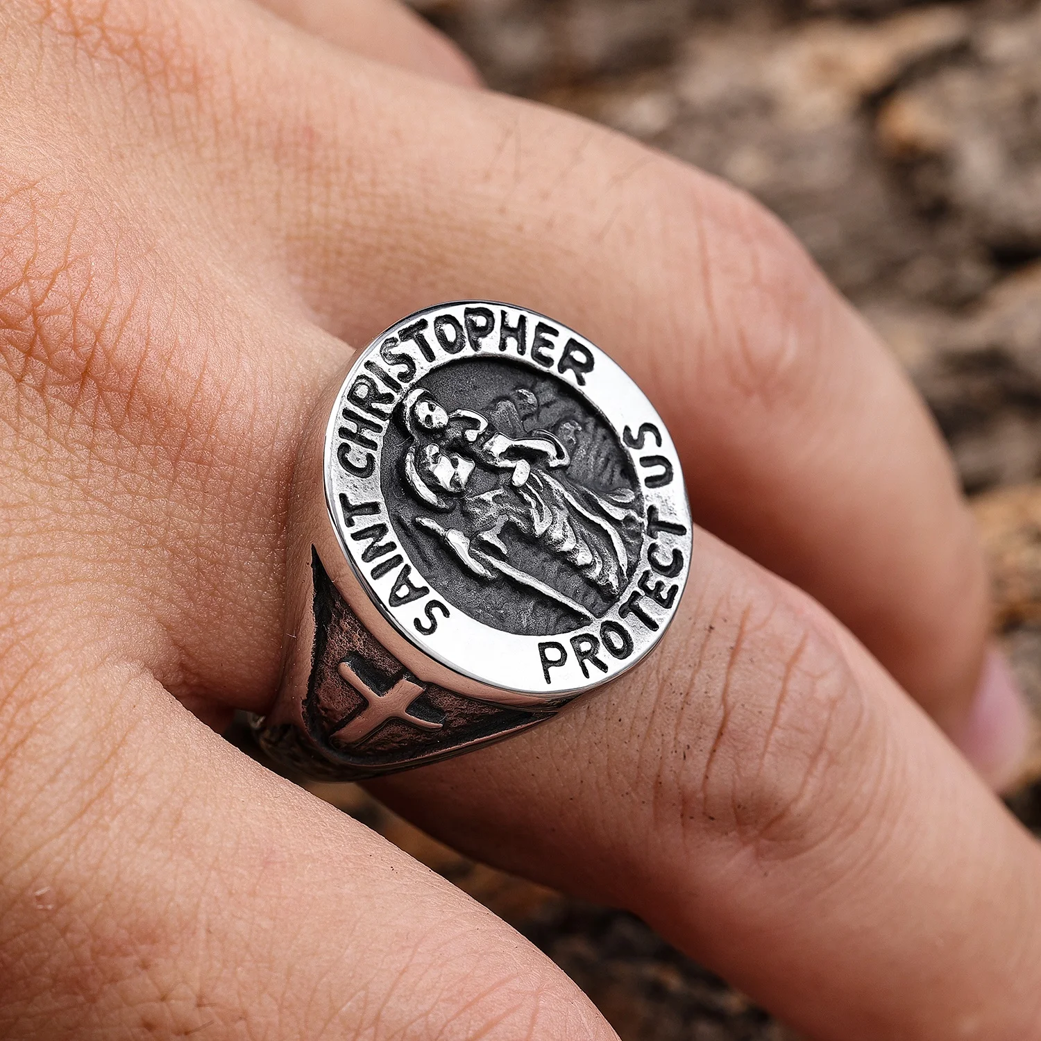 StainlessSteelfashion ювелирные изделия кольца Святого Кристофера флорианская кольцевая медаль великий защитник Архангел победивший амулет