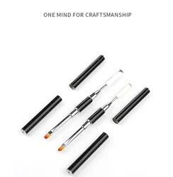 Black Metal Handle Nail Pen Double Heads Nylon Hair Gel Painting Nail Art Brush with Nail Spatula Pusher