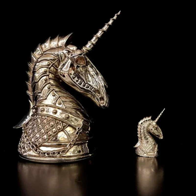 Bronze Casting Craft Gifts Modern Style Unicorn Head Figurine Modern Abstract Animal Brass Unicorn Figurine