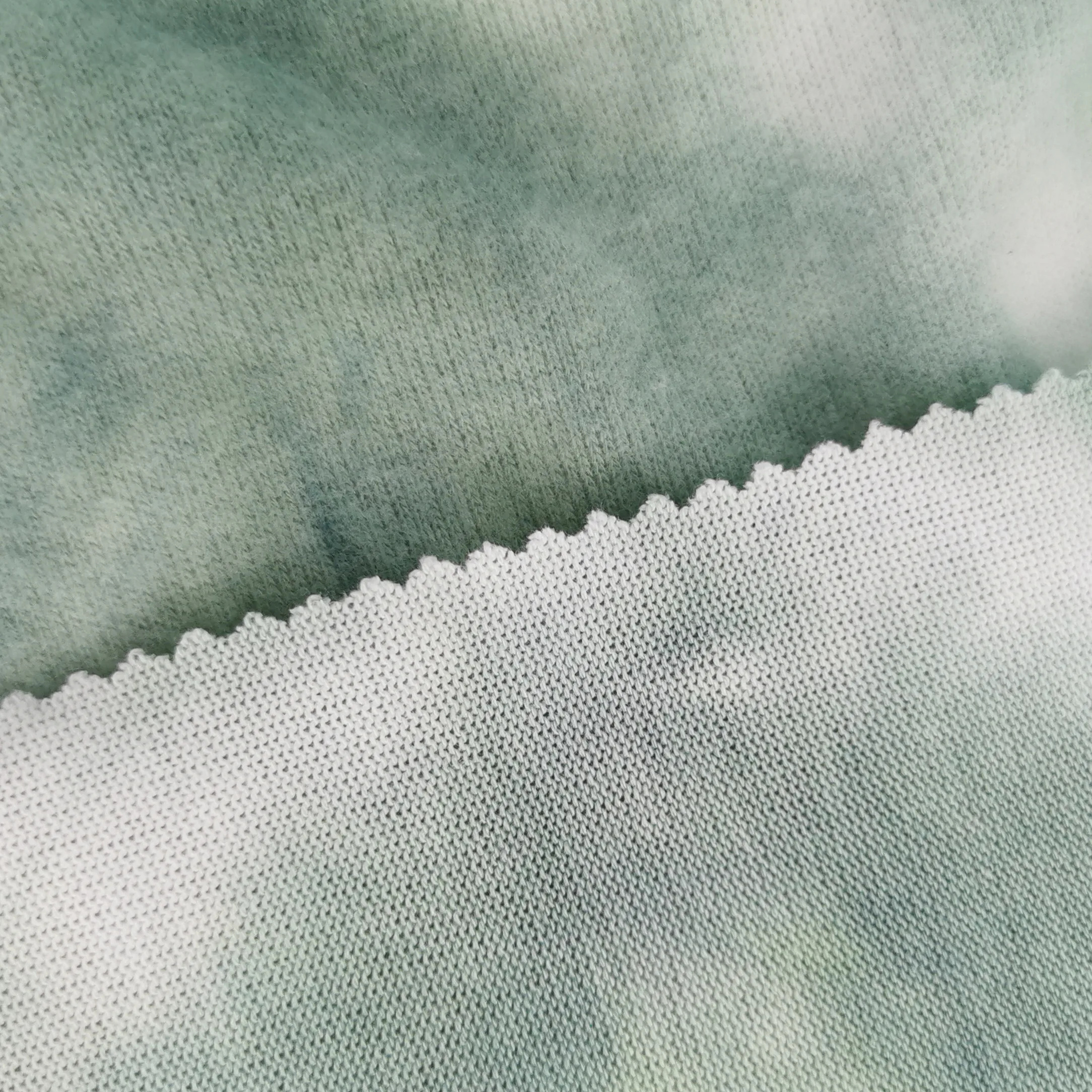 New style Slub Tie dye knitting soft tie dye plain rayon polyester french terry for clothes