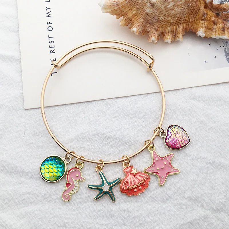 Custom Wholesale Enamel Alloy Charms Beach Marine Organism DIY Decorative jewelry Pendants for Bracelets