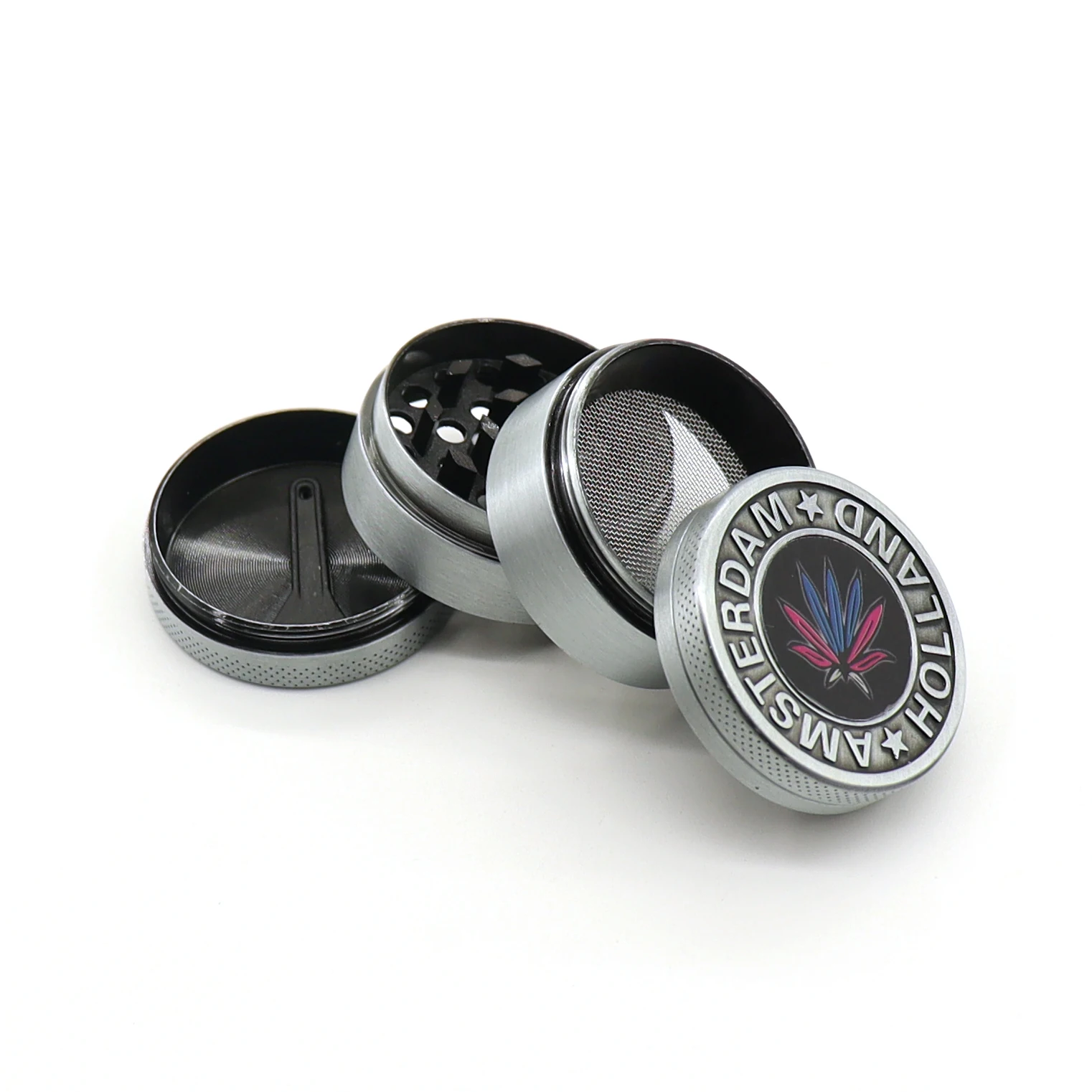 Биоразлагаемый измельчитель из цинкового сплава Амстердама, Лидер продаж на Amazon, измельчитель травы 55 мм, Электрический измельчитель для табака и специй