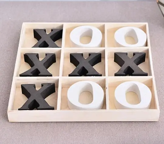 Деревянная шахматная игра Tic Tac Toe для детей XO Chess Game Box