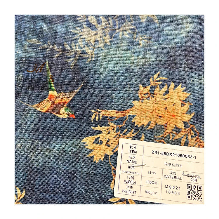 Free Design Free Samples Blended Fabric Cotton And Linen Rayon Crepe Fabric For Clothing