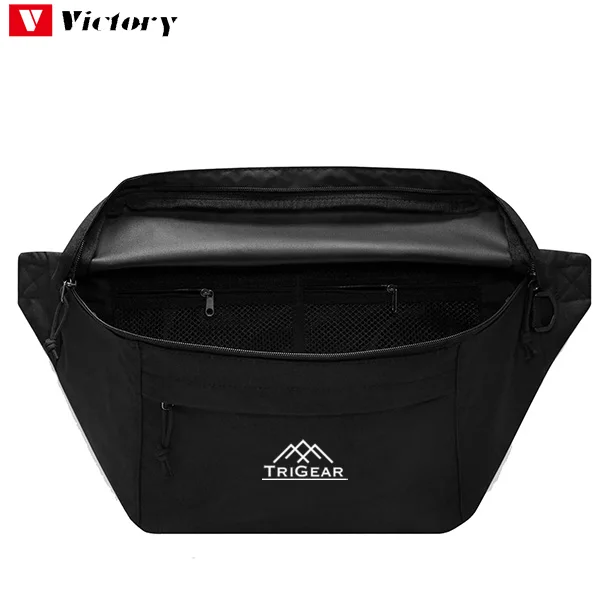 Large double zipper waist bags adjustable crossbody strap pouch waist bag fanny pack waist bag