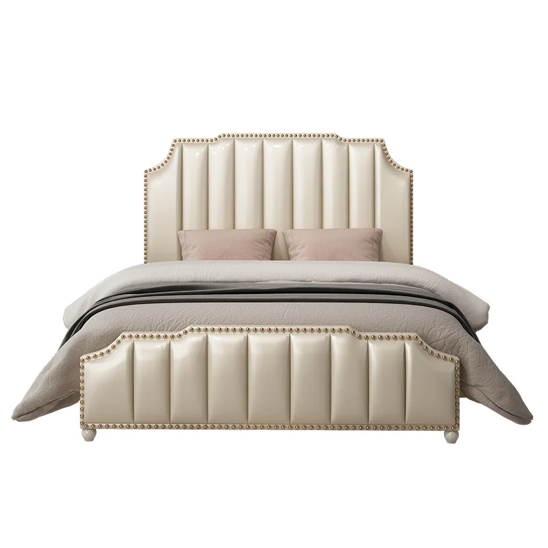 Hot Eco-friendly material solid wood frame Environmental protection leather Lowest price Fashionable and simple leather bed