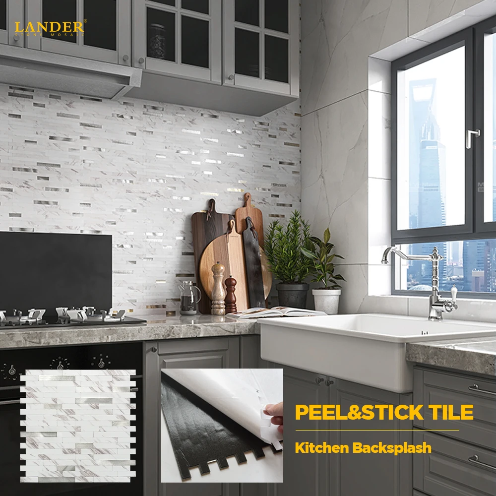 3D PVC vinyl peel and stick tile self adhesive wall mosaic tile for kitchen backsplash