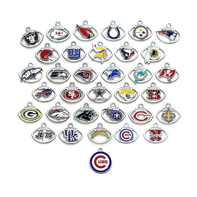 Unique Design Sports 32 American Football Teams Logo nfl Pendant Alloy Drop Ornament Nfl Charms