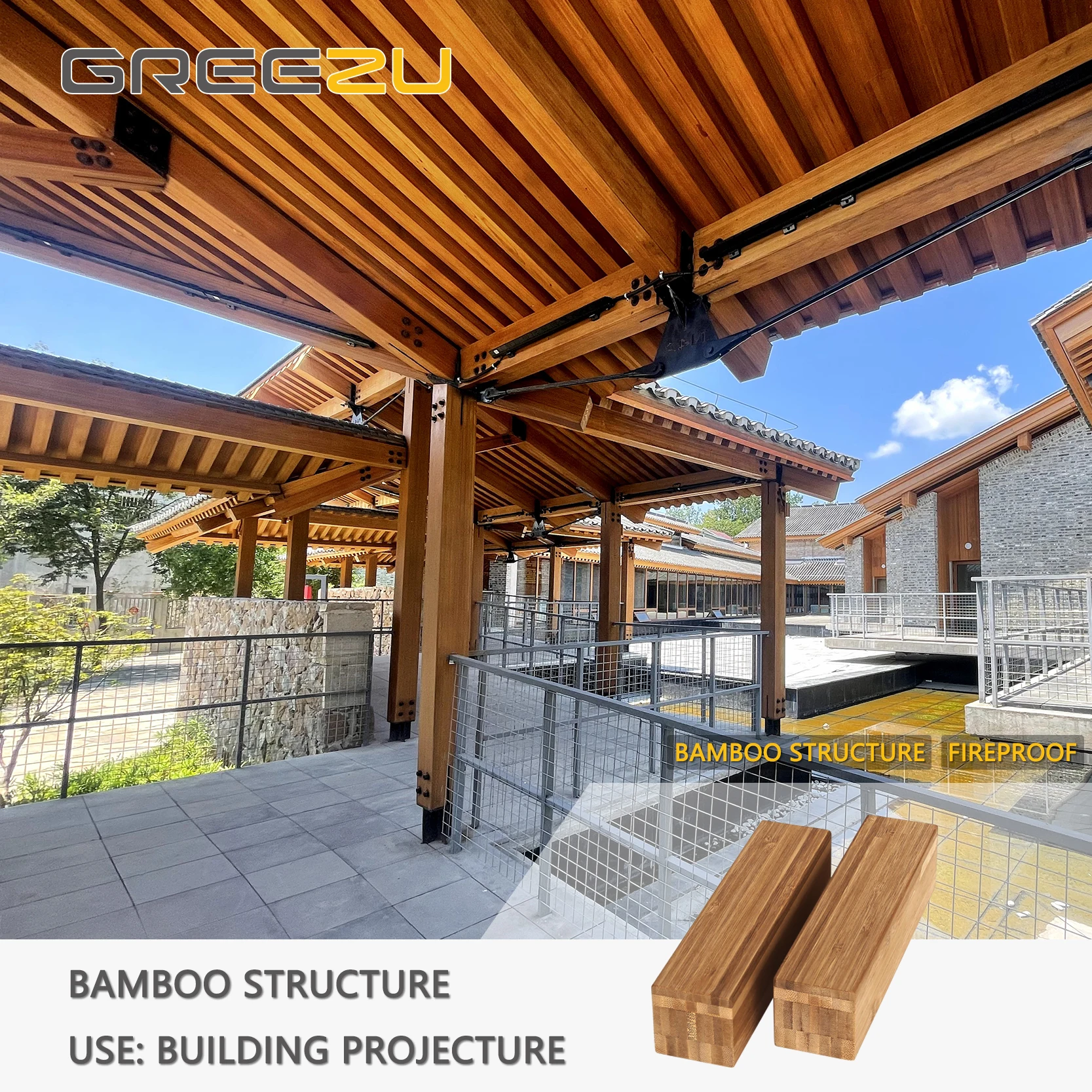 Cross Laminated Bamboo Timber House Large Structural Bamboo Wood Frames Green Houses with Durable Wooden Beams Detachable