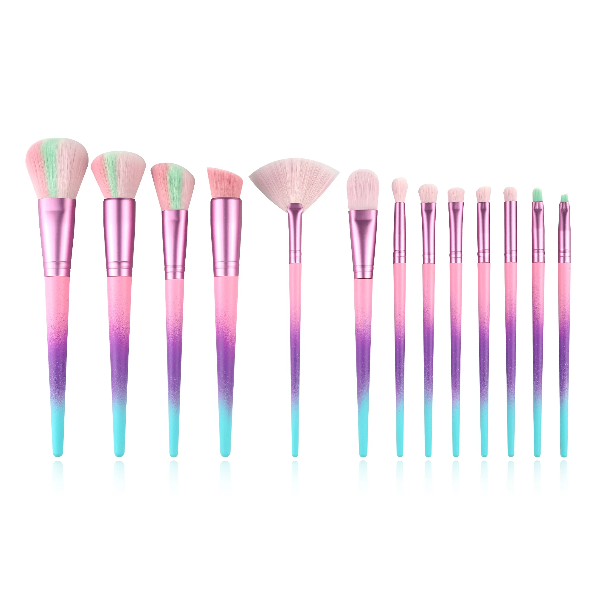 Private Label Custom 12pcs  Makeup Brush Set Pinsel Set Rainbow Brochas De Maquillaje