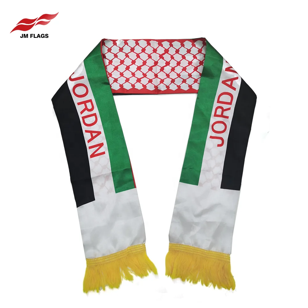 Wholesale Jordan Scarf Palestine Scarf Events Jordan Flag Decoration Satin Polyester Jordan Scarf